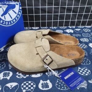 Birkenstock Boston Taupe Suede Clog Sandal